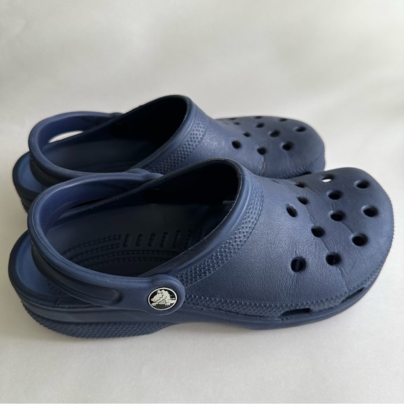 CROCS navy blue Clogs Waterproof Slip On water Shoes flip back strap W7 M5 - Picture 13 of 13